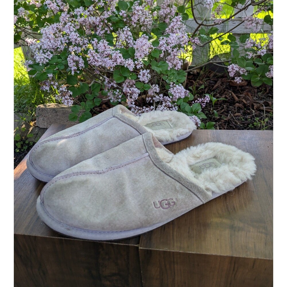 UGG Suede Mule Slipper for Women, US Size 8, slip on grey, beige, shearling